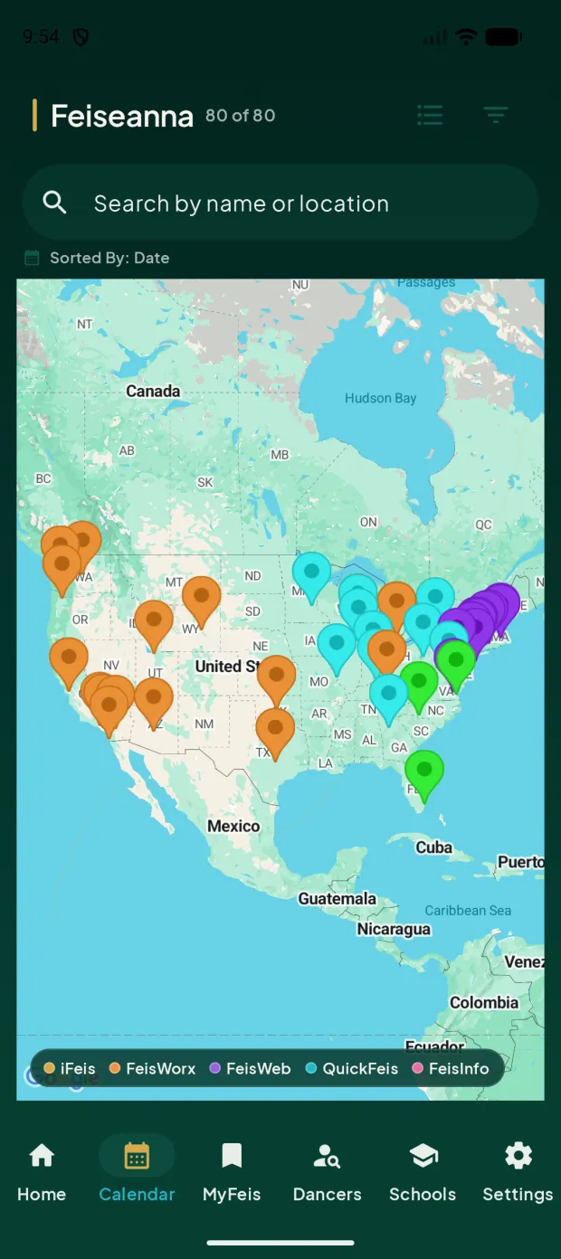 Feisly for Android feis map